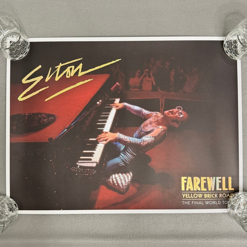 Elton John Poster Farewell Yellow Brick Road Final World Tour 18x24 Gold Foil